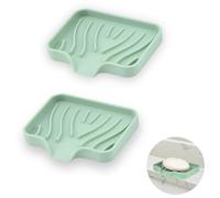 YoHyien 2 Piezas Jabonera de Silicona, Jabonera con Drenaje, Jaboneras para Pastillas de Jabon y Esponja, Saboneteira para Baño, Cocina, Ducha (Mint)