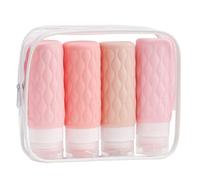 YoHyien 4 Piezas Botellas Viaje Silicona, Botes Viaje Rellenables 100ml con Neceser Liquidos, Frascos en Avion a Prueba de Fugas para Gel y Champu, Envases Vacios para Rellenar sin BPA (Rosa)