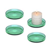 YoHyien 4 Piezas Portavelas Cristal 9 cm, Candelabros para Velas, Portavelas Decoracion, Retro Soporte Velas, Candelabros Decorativos para Navidad, Boda, Oración, Fiesta en Casa y Cena (Verde)