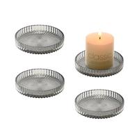 YoHyien 4 Piezas Portavelas Cristal 9 cm, Candelabros para Velas, Portavelas Decoracion, Retro Soporte Velas, Candelabros Decorativos para Navidad, Boda, Oración, Fiesta en Casa y Cena (Gris)