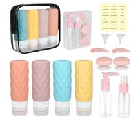 YoHyien 8 Piezas Botes Viaje Rellenables 100ml, Juego de Botellas Viaje Silicona, Envases para Viajar en Avion a Prueba de Fugas, Frascos sin BPA, Kit Higiene para Champu, Gel, Crema, y Loción