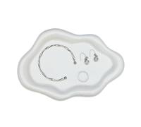 YoHyien Bandeja Joyas en Forma de Nube, Bandeja para Joyas de Cerámica, Cuenco Decorativo Llaves, Bandeja para Cosméticos, Perfume, Bandeja para Anillos, Collares, Pulseras (Blanco)