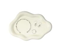 YoHyien Bandeja Joyas en Forma de Nube, Bandeja para Joyas de Cerámica, Cuenco Decorativo Llaves, Bandeja para Cosméticos, Perfume, Bandeja para Anillos, Collares, Pulseras (Amarillo Crema)