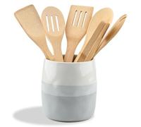 YoHyien Bote para Utensilios de Cocina de Ceramica, Soporte para Utensilios de Cocina para Organización de Encimera, Porta Cubiertos para Cucharas, Espátulas y Cubiertos (L)