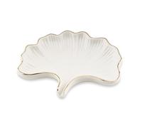 YoHyien Jabonera Cerámica con Forma de Hoja de Ginkgo, Jabonera Esponja, Saboneteira para Baño, Cocina y Ducha (Blanco)