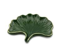YoHyien Jabonera Ceramica, Jabonera con Forma de Hoja de Ginkgo, Jaboneras para Pastillas de Jabon y Esponja, Saboneteira para Baño, Cocina, Ducha (Verde)