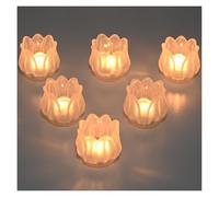 YoHyien Juego de 6 Portavelas de Cristal para Velas de Té, Porta Velas Pequeñas Tulipán para Centros de Mesa, Vasos para Velas para Navidad, Boda, Fiesta y Decoración del Hogar (Esmerilado)