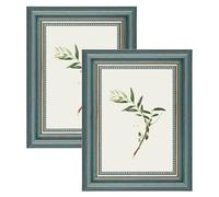 YoHyien Set di 2 Cornici Foto Vintage 13x18 cm, Cornici Portafoto Shabby Chic da Parete e Tavola, Quadro Portafoto Decorative da Appendere Al Muro, Orizzontale e Verticale (Verde, 13 x 18 cm)