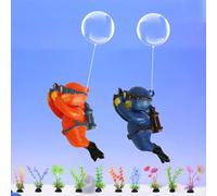 Yoicn Lth Pack de 12 Decoraciones Acuario Pequeñas Buzo Flotante y Plantas Artificiales, Accesorios Ornamentos Flotantes para Pecera Betta Nano Acuario Hogar