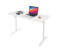 YOICUATGNA Escritorio ajustable en altura 120 x 60 cm, escritorio ajustable manual, tablero de partículas resistente a arañazos y suciedad, tablero denso + hierro, para oficina/oficina en casa (blanco