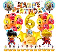 YOILIK Dragón 6º Cumpleaños Decoraciones, Dragon 6th Globos, Globos Decoraciones de Fiesta de Globos, Tarta de Cumpleaños Anime Banner Feliz Cumpleaños Decoración