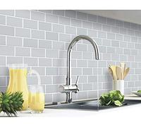 Yoillione Credence - Adhesivo decorativo para cocina, cuarto de baño, falso azulejo adhesivo de pared, color gris