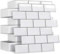 Yoillione Grueso Azulejos Adhesivos Cocina: 10-Piezas Baldosa Vinilo Cocina Pared - 3D Azulejo Metro Adhesivo, 30x30 cm (Blanco)