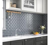 Yoillione Grueso Azulejos Adhesivos Cocina: 5-Piezas Baldosa Vinilo Cocina Pared - 3D Azulejo Metro Adhesivo, 30x30 cm (Gris Oscuro)