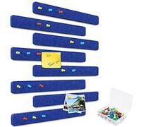 Yoillione Tablón de anuncios de fieltro, tablero de anuncios cuadrado, tablero de notas para dormitorios, azulejos de corcho azul, tablero autoadhesivo para decoración de pared con 20 chinchetas