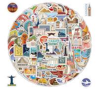 Yoimckay 100 pegatinas de viaje vintage, pegatinas de vinilo retro de ciudades emblemáticas, para equipaje, monopatín y guitarra