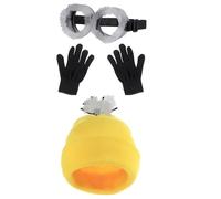 Yoimckay 3 Piezas Lindo Set de Accesorios para Disfraz, Disfraces de Dibujos Animados, Gafas Sombrero Amarillo Guantes Negros para Adultos y Niños para Cosplay Fiesta, Halloween