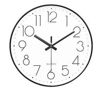 Yoiolclc Reloj de Pared de 12 Pulgadas, silencioso, sin tictac, Moderno, Funciona con Pilas, para Sala de Estar, Cocina, decoración de Oficina (Negro)