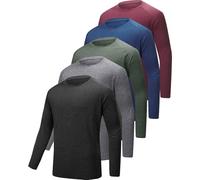 YOIOWVY Camiseta de Manga Larga para Hombre, Pack de 3/5/7 Camisetas Deportivas/de Running de Secado rápido con protección Solar UV UPF50+ - Corte Entallado - Tops de Ropa