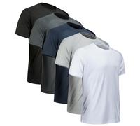 YOIOWVY Magliette a Maniche Corte da uomo, Nero, Grigio Scuro, Grigio Chiaro, Bianco, BLU Marino, XXL