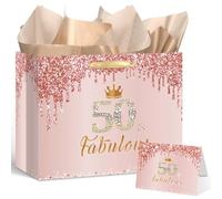 Yoirrat Bolsa de regalo de cumpleaños de oro rosa 50 y fabulosa