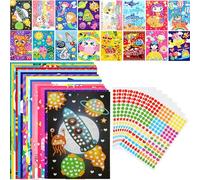 Yoirzit Kit de 16 Piezas Creativas Pegatinas para Niños, Conjunto de Mosaico, Manualidades para Creación de Álbumes de Recortes y Arte de Papel