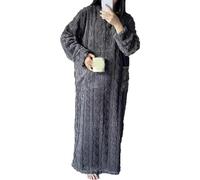 YoiTs Invierno Coral Terciopelo Ropa para El Hogar Bata Camisón,Pijama De Franela para Mujer Vestido Extra Largo, Pijamas De Lana Mujer (Grey,M)