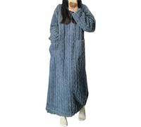 YoiTs Invierno Coral Terciopelo Ropa para El Hogar Bata Camisón,Pijama De Franela para Mujer Vestido Extra Largo, Pijamas De Lana Mujer (Blue,L)