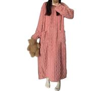 YoiTs Invierno Coral Terciopelo Ropa para El Hogar Bata Camisón,Pijama De Franela para Mujer Vestido Extra Largo, Pijamas De Lana Mujer (Pink,L)