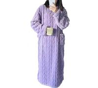 YoiTs Invierno Coral Terciopelo Ropa para El Hogar Bata Camisón,Pijama De Franela para Mujer Vestido Extra Largo, Pijamas De Lana Mujer (Purple,M)