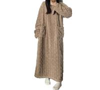 YoiTs Invierno Coral Terciopelo Ropa para El Hogar Bata Camisón,Pijama De Franela para Mujer Vestido Extra Largo, Pijamas De Lana Mujer (Brown,M)