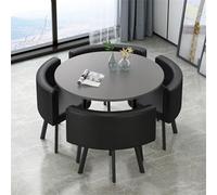 YOIUTRGDK Juego De Mesa Y Silla De Club Mesa De Recepción Y Silla Mesa De Negociación Combinada Mesa De Conferencias Redonda Juego De Mesa De Comedor for Sala Adecuado for Salón(Black)