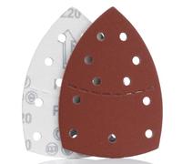 YoiYee Juego de hojas de lija de grano 220, papel de lija con detalles de ratón, almohadilla de papel de lija triangular Delta, cierre de velcro, 11 agujeros, accesorios para lijadora múltiple, rojo