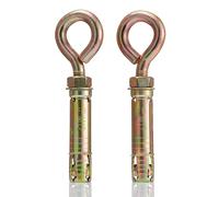 YoiYee Perno de ojo de anclaje de expansión de mampostería M12 x 90 mm con tuerca hexagonal, tornillo de ojo de acero chapado en zinc amarillo con anillo para fijación de servicio pesado, 2 piezas