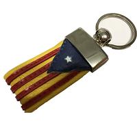Yojan Piel | Llavero Artesano de Cuero de la Estelada Catalana | para Mantener Las Llaves Juntas | Llavero Colgante de Metal y Cuero | Gran Acabado y Calidad | Hecho Artesanalmente