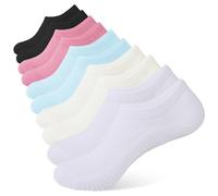 YOJOOM Calcetines deportivos para mujer 35-38 39-42, calcetines deportivos con silicona antideslizante, calcetines cortos acolchados invisibles, 5 pares mixtos, 39-42