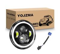 YOJZMA 1 faro LED redondo de 7 pulgadas, 4 LED, luz blanca DRL de haz alto/bajo, luz de señal de giro de halo ámbar, luz angular para Wrangler JK TJ LJ CJ, motocicleta Davidson