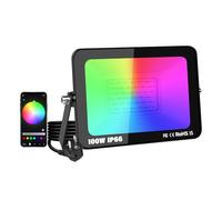YOJZMA 1 piezas 100W LED para exteriores con enchufe EU, iluminación paisajística RGB con cambio de color y escenas personalizables, control por APP, IP66 resistente al agua, para jardines, patios