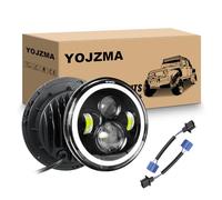 YOJZMA 2 faro LED redondo de 7 pulgadas, 4 LED, luz blanca DRL de haz alto/bajo, luz de señal de giro de halo ámbar, luz angular para Wrangler JK TJ LJ CJ, motocicleta Davidson