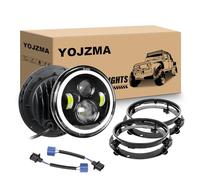YOJZMA 2 faro LED redondo de 7 pulgadas, 4 LED para motocicleta, luz blanca DRL de haz alto/bajo, luz de señal de giro de halo ámbar, luz para Wrangler JK TJ LJ CJ, Davidson con soportes de montaje