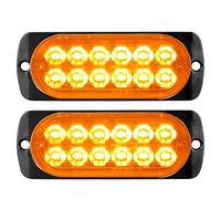 YOJZMA 2 Pack Luces Strobe LED de Emergencia, 12 LED Doble Hilera Ámbar de Montaje Superficial, Luces Intermitentes de Advertencia para Construcción, Camiones con Rejilla, Vehículos Off-Road, 12V-24V