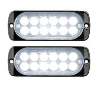 YOJZMA 2 Pack Luces Strobe LED de Emergencia, 12 LED Doble Hilera Blanco de Montaje Superficial, Luces Intermitentes de Advertencia para Construcción, Camiones con Rejilla, Vehículos Off-Road, 12V-24V