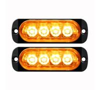 YOJZMA 2 Pack Luces Strobe LED de Emergencia, 4 LED Ámbar Montaje Superficial, Luces Intermitentes de Advertencia para Construcción, Camiones con Rejilla, Coches, Vehículos Off Road, ATV, SUV 12V-24V