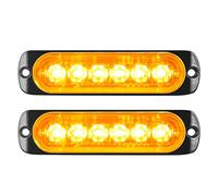 YOJZMA 2 Pack Luces Strobe LED de Emergencia, 6 LED Ámbar Montaje Superficial, Luces Intermitentes de Advertencia para Construcción, Camiones con Rejilla, Coches, Vehículos Off Road, ATV, SUV 12V-24V