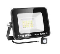 YOJZMA 20W Luz de sensor de movimiento para exteriores, luces LED de inundación de 2000LM, 6000K, IP66, luces de seguridad a prueba de agua para jardín, garaje, patio, campo deportivo, camino, porche