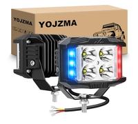 YOJZMA 2PCS 4Pulgadas 10CM 35W Luz de Trabajo LED Triple, Antiniebla Spot/Flood, Estroboscópico Rojo & Azul 12V 24V para Camión ATV SUV UTV Bote 4x4 Techo, Portaequipajes, Parachoques, Capó