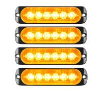 YOJZMA 4 Pack Luces Strobe LED de Emergencia, 6 LED Ámbar Montaje Superficial, Luces Intermitentes de Advertencia para Construcción, Camiones con Rejilla, Coches, Vehículos Off Road, ATV, SUV 12V-24V