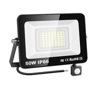 YOJZMA 50W Luz de sensor de movimiento para exteriores, luces LED de inundación de 5000LM, 6000K, IP66, luces de seguridad a prueba de agua para jardín, garaje, patio, campo deportivo, camino, porche