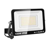 YOJZMA Luminaria LED de 100W, 10000LM Súper Brillante, Luz de Seguridad Exterior, Blanco Cálido 3000K, IP66 Impermeable, Cable de 1M con Enchufe EU, para Jardín, Garaje, Patio, Césped, Porche