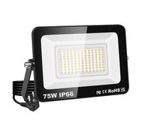 YOJZMA Luminaria LED de 75W, 7500LM Súper Brillante, Luz de Seguridad Exterior, Blanco Cálido 3000K, IP66 Impermeable, Cable de 1M con Enchufe EU, para Jardín, Garaje, Patio, Césped, Senderos, Porche